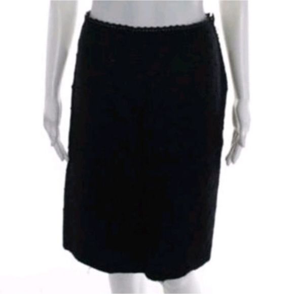 Prada Black Lace Trim Pilled Stitch Midi Skirt - Picture 3 of 8